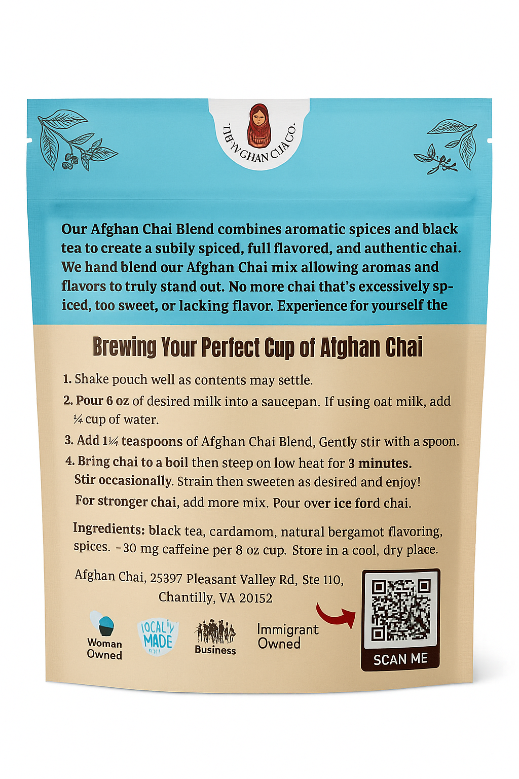 Afghan Chai Mix and Stainless Steel Strainer